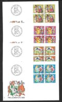 4 FDC Pro Juventute 1985 Serie Viererblöcke ET 26.11.1985