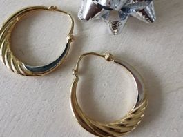 zierliche 18Kt. Bi-Color Creolen (gelb/weiss)