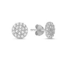 Ohrstecker rund flach pavé Zirkonia 925 Silber 7mm