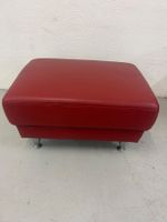 Designer Hocker aus rotem Leder auf Chromstahlfüssen