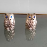 Silberne Eule, Salz- und Pfefferstreuer, Tischdekoration