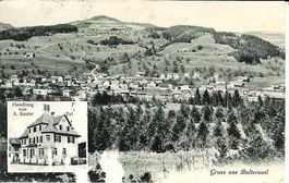 Balterswil TG 2 Bild AK Handlung Sauter Post-Büro ca. 1910