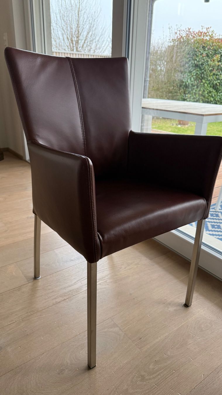 Stühle: Edle Lederstühle, 6 Stk., braun – Gebraucht aus Neftenbach von Patstang 2