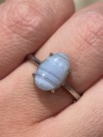 Selten! 100 % echter Blauachat-Ring – Edelsteinring