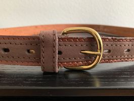 Ledergürtel Herren  braun Gold Schnalle 120 cm