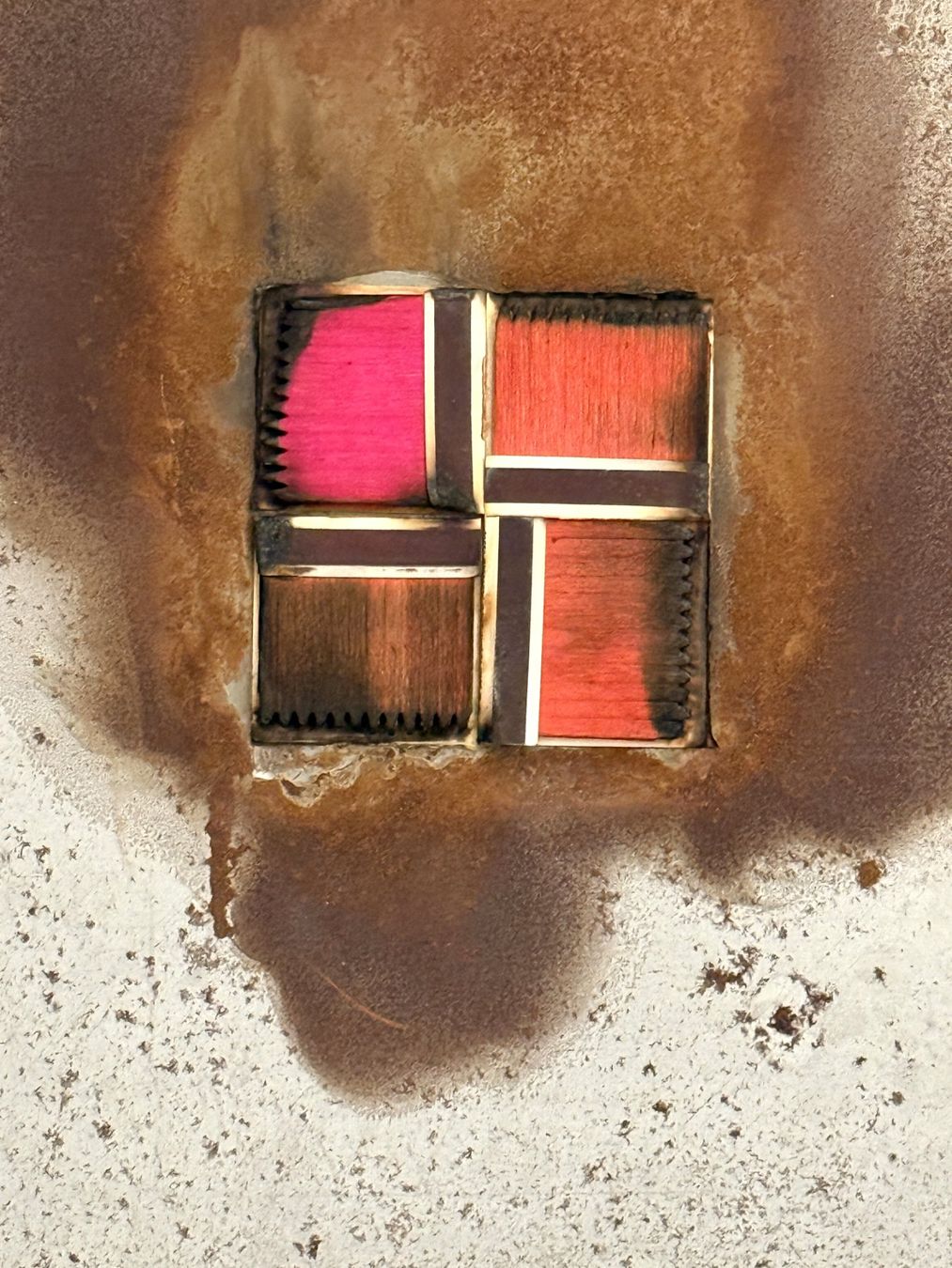 Gemälde: Bernard Aubertin - Dessin de feu auf Metall - 50 x 50 cm. – Gebraucht aus Ponte Tresa von 11GalleriaAlterEgo11 5