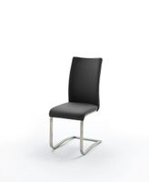 4 Freischwinger Stühle ARCO Leder schwarz Edelstahl