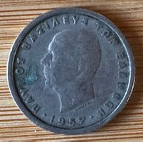 Griechenland 2 Drachmen Münze, König Paul, Jahrgang 1957