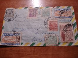 Flugbrief Brasilien 1950, reich frankiert, nach Schweiz