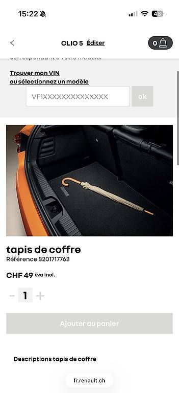 Tapis / Bacs: Tapis de coffre et tapis intérieur Clio 5  – D'occasion à Boudry par maz_d79g 1