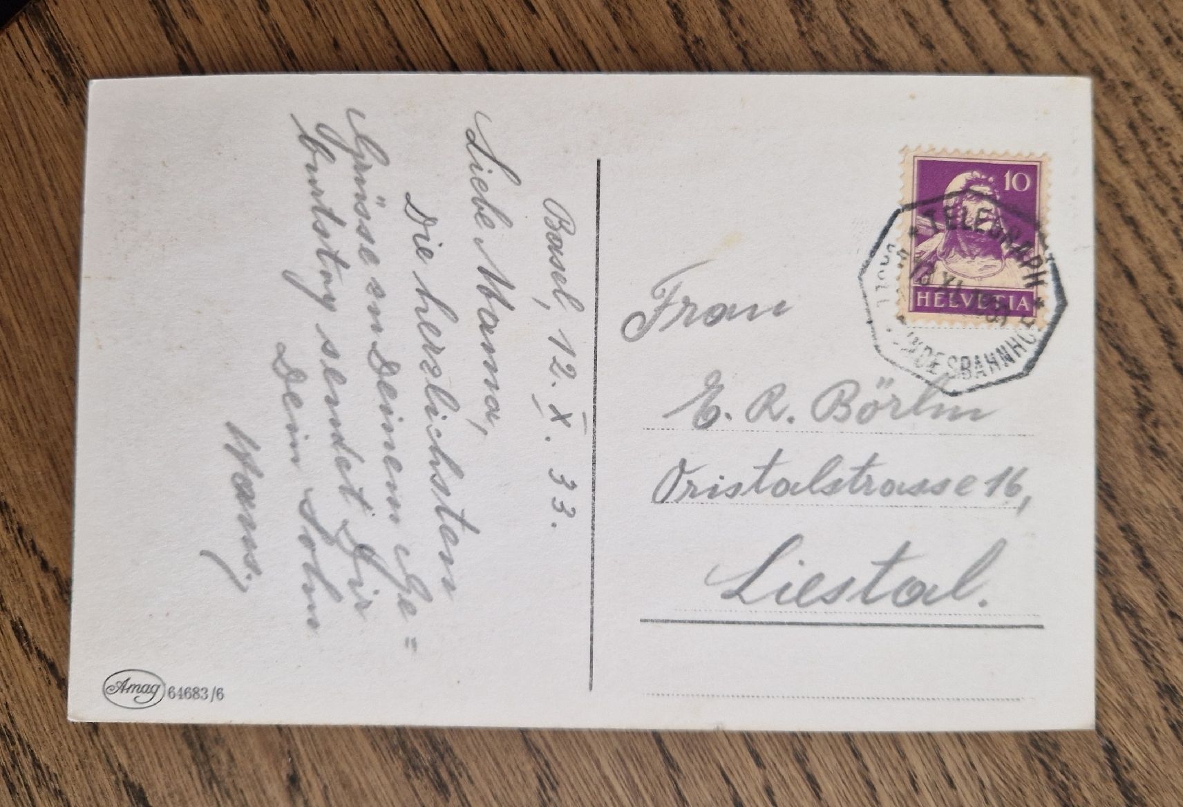 Cartoline postali: Geburtstagskarte 1933, Liestal – Usato da Ebikon venduto da Donar50 1