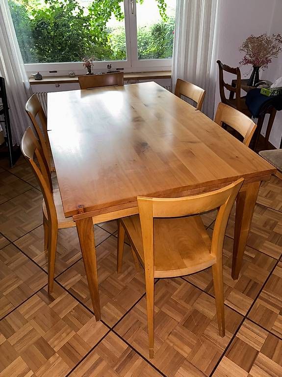 Set di tavolo e panche: Esstisch mit 6 Stühlen von Heinz Baumann – Usato da Heerbrugg venduto da ingrid-