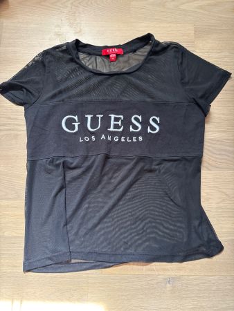 Guess Shirt XS schwarz mit Mesh halbtransparent