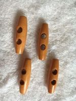 4 rötlich Holz Knöpfe Aufnäher oval OVP