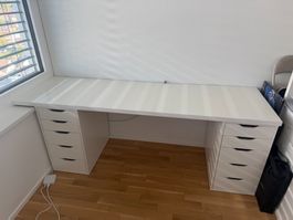 IKEA Schreibtisch 200x60 weiss, LAGKAPTEN/ALEX, Platte neuw.