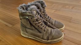Gefütterte Schnür-Stiefel mit Reissverschluss Gr. 37