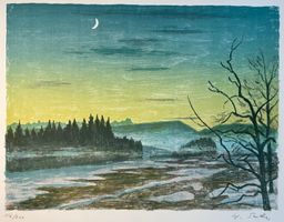 SAUTTER Walter (1911-1991) Mondlichtlandschaft Lithographie