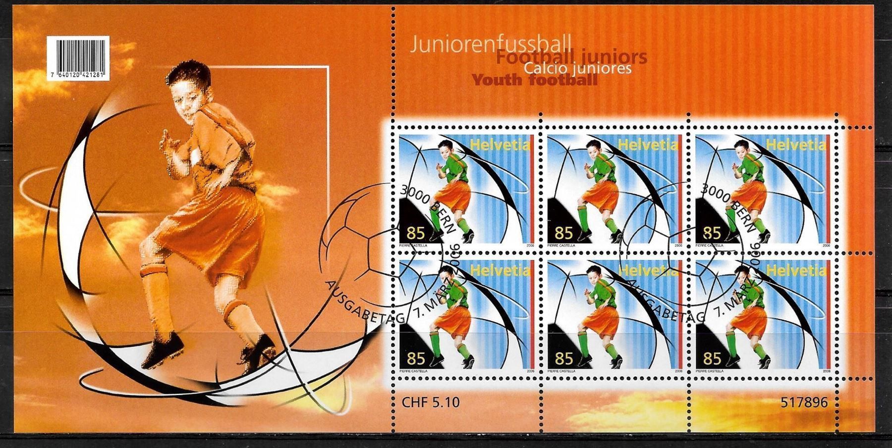 Tutti i francobolli: Kleinbogen 1195 Juniorenfussball ET Bern 7.3.2006 – Nuovo (secondo la descrizione) da Olten venduto da clotaldi
