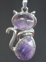 Halskette K-1235 – Amethyst – Katze - 44x25x6mm