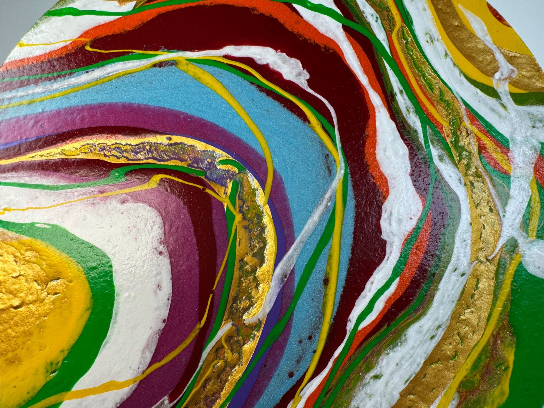 Dipinti: Acryl-Flüssigmalerei, kreisförmig – Usato da Schlieren venduto da MayaSheng1983 1