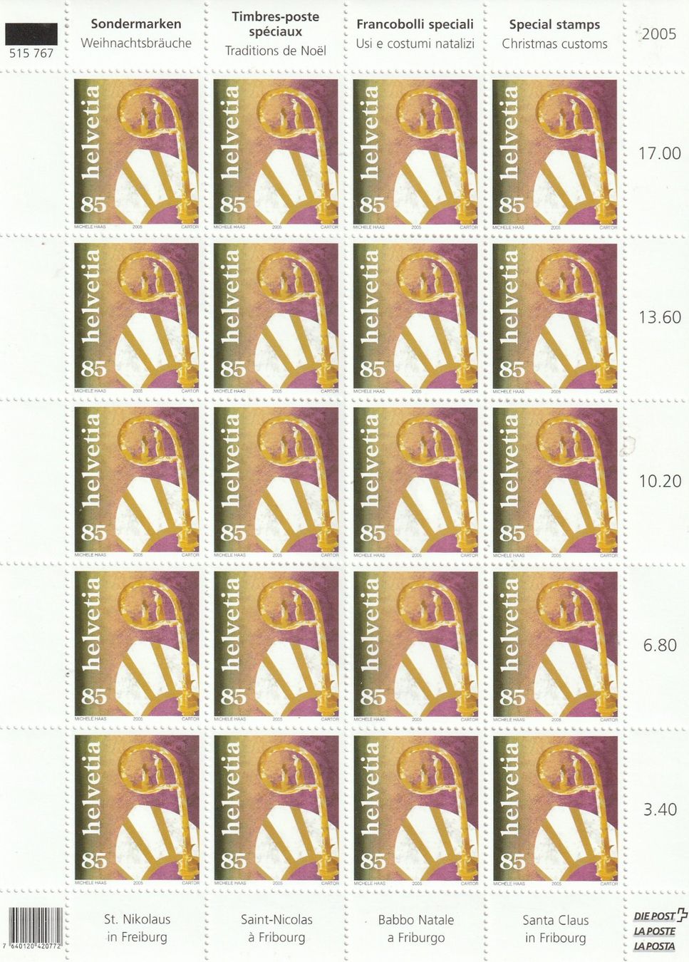 Tous les timbres: CH Frankaturware Kleinbogen  2005  Postfrisch ** – D'occasion à Rupperswil par Ema10 1