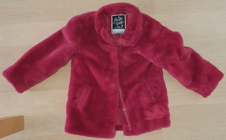 Manteau fausse fourrure fille, rose framboise, taille 116