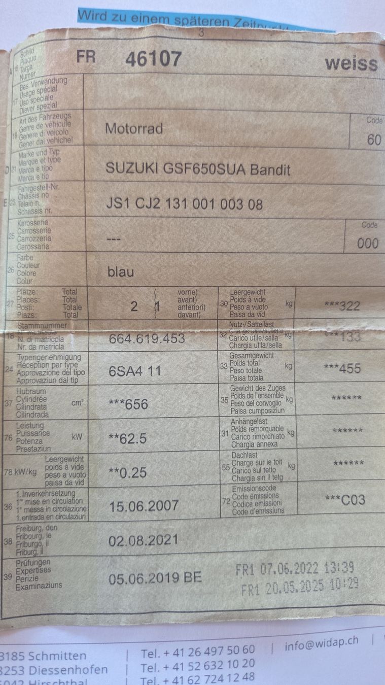 Suzuki Strada: Suzuki GSF650SUA Bandit – Usato da Wünnewil venduto da Caesar9 6