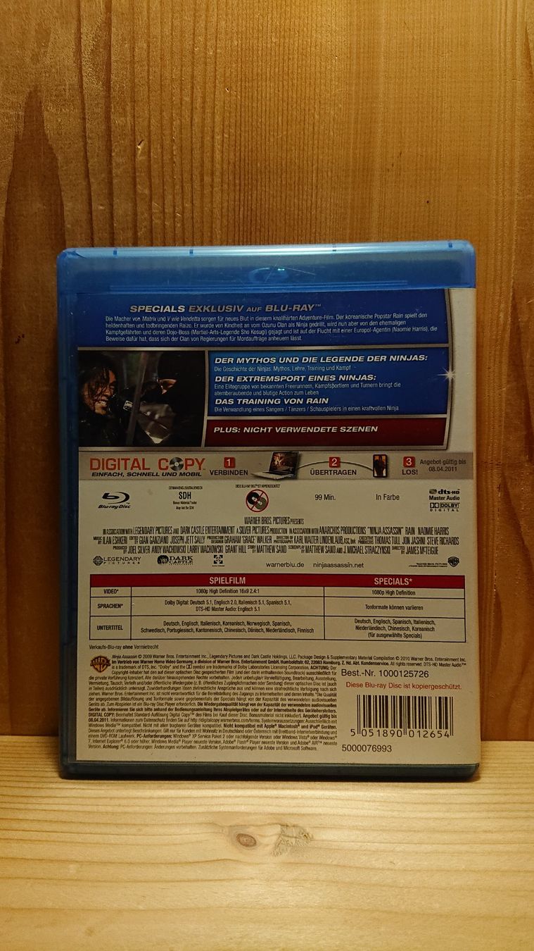 Tutti i DVDs: NINJA ASSASSIN Blu-Ray – Usato da Wilderswil venduto da Exebub 1