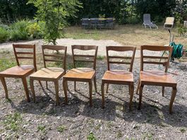 5 Vintage Holz Stühle