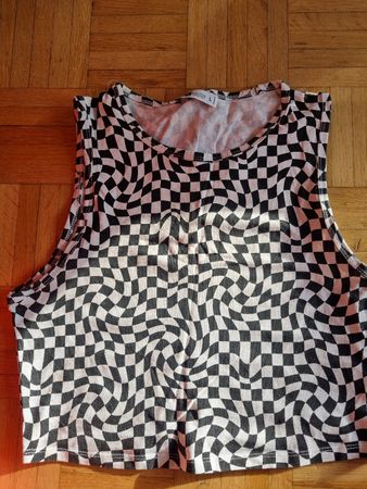Crop Top Sommer Look Schwarz Weiss Grösse L