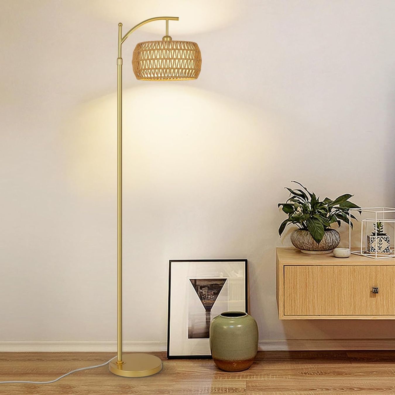 Lampade: Stehlampe Standleuchte Rattan Lampe dimmbar App LED E27 – Nuovo e nell'imballaggio originale da Wittenbach venduto da VELARO 5