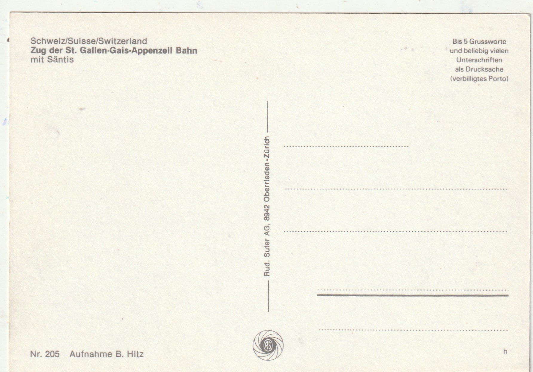 Cartoline postali: St. Gallen - Appenzeller Bahn – Usato da Lumbrein venduto da made02 1