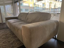 Corduroy Sofa in Beige Two Seater - Soft and Comfortable