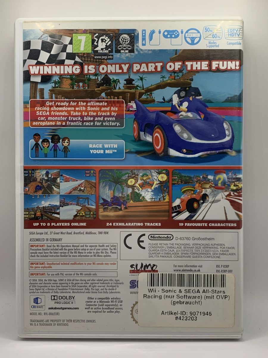 Sonic & Sega All-Stars Racing - Wii (Gebraucht) in Ostermundigen für ...