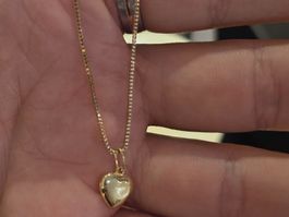 Herz aus Echtgold mit Kette silber vergoldet