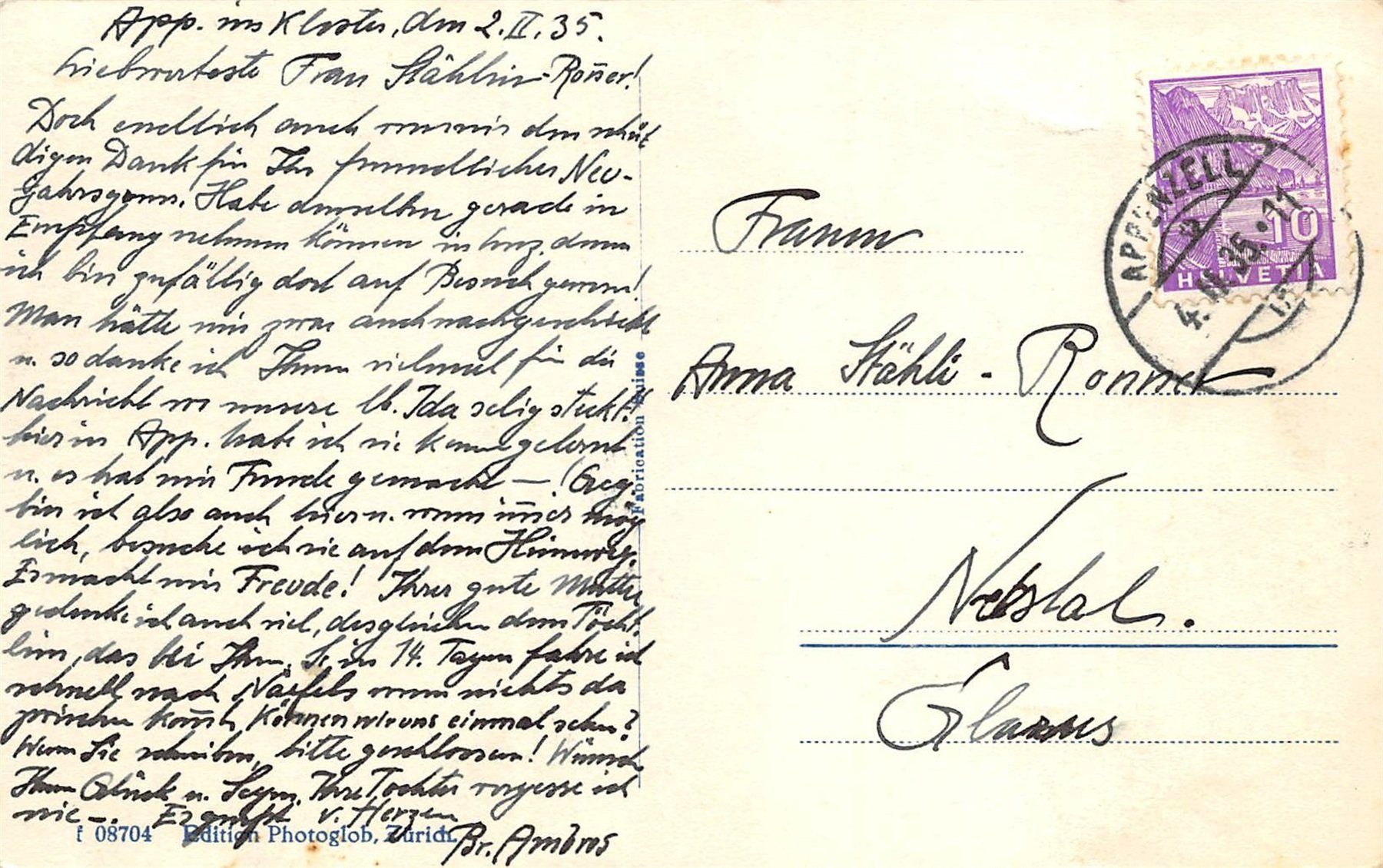 Ansichtskarten: Appenzell, Kollegium St. Antonius – Gebraucht aus Ottikon b.Kemptth. von Neptun1974 1
