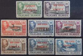 Falkland Islands Kat. 1-8 B * 1944 braune Altersflecken