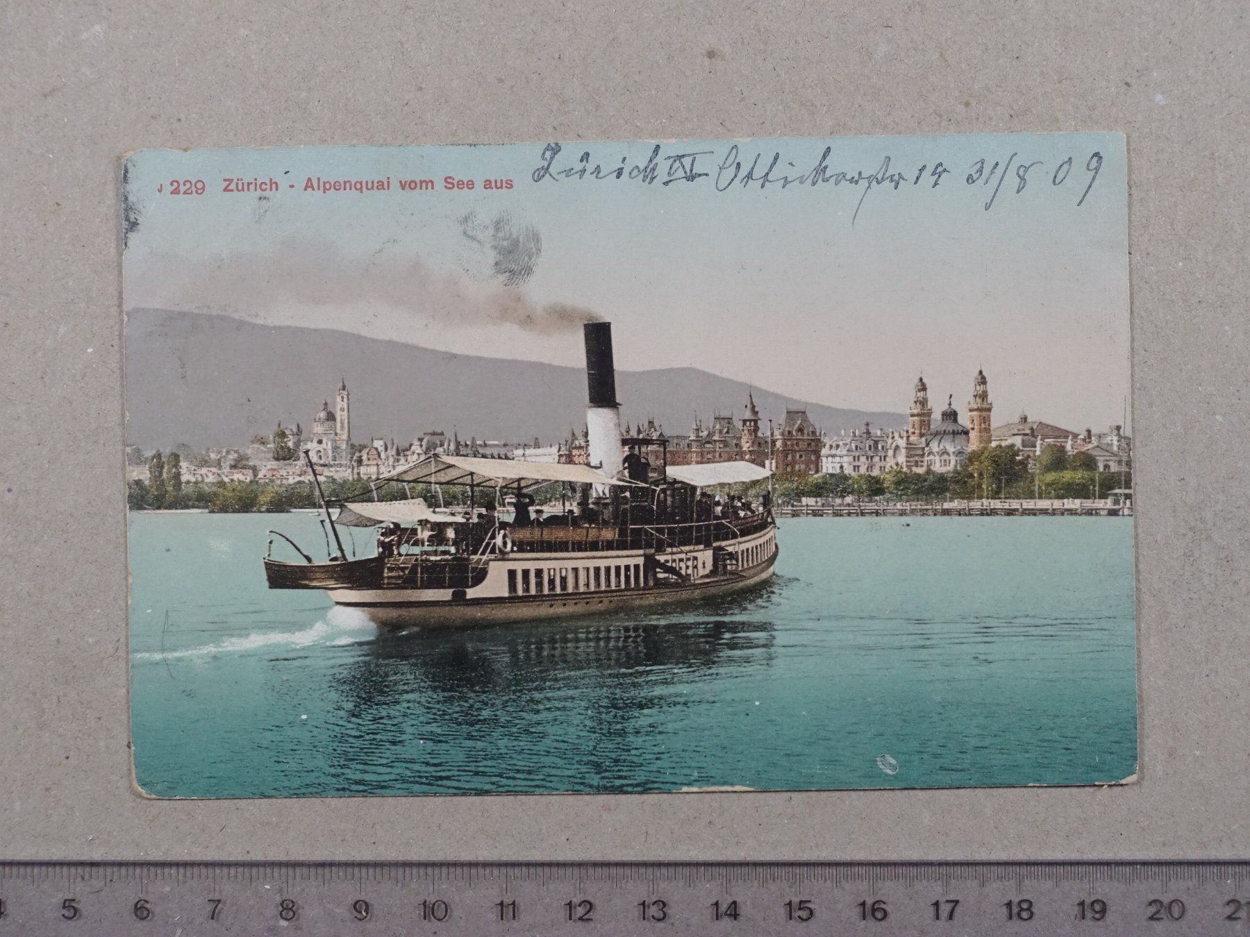 Ansichtskarten: Zürich, Schiff, Dampfschiff, Dampfer, 1909 – Gebraucht aus Lenzburg von fh1