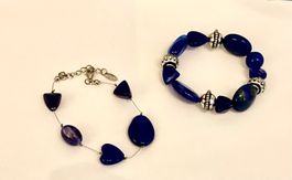 Modeschmuck neu: 2er Set Armbänder, blaue Steine