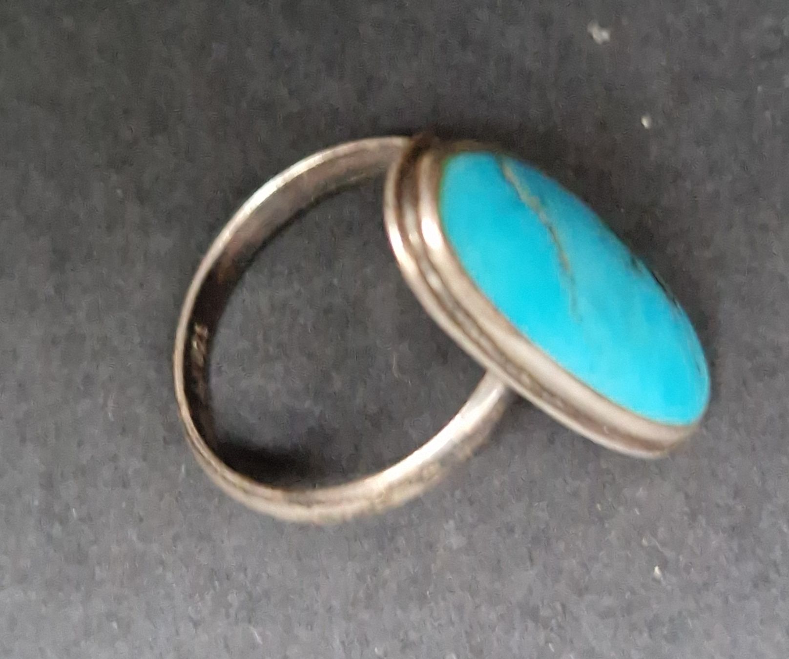 Anelli: Silberring mit Türkis-Stein, Vintage – Usato da Seengen venduto da Seestern77 1