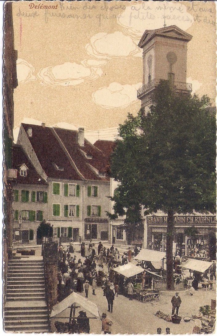 Cartoline postali: DELEMONT, le marché – Usato da Les Verrières venduto da Scampi0