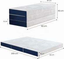 Folding Guest Mattress 90x200 cm (White Blue Condition)