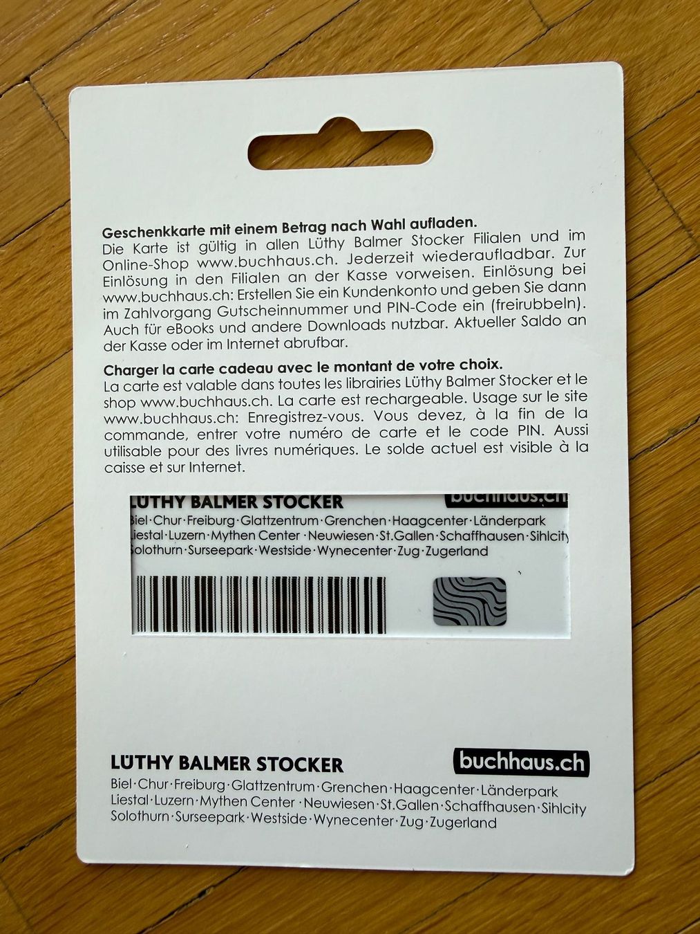 Buoni: Lüthy Balmer Stocker Geschenkkarte CHF 70.- – Usato da Wangen SZ venduto da harrell 1
