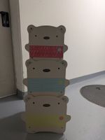 Coffre jouets ours trois bacs en bois et tissu