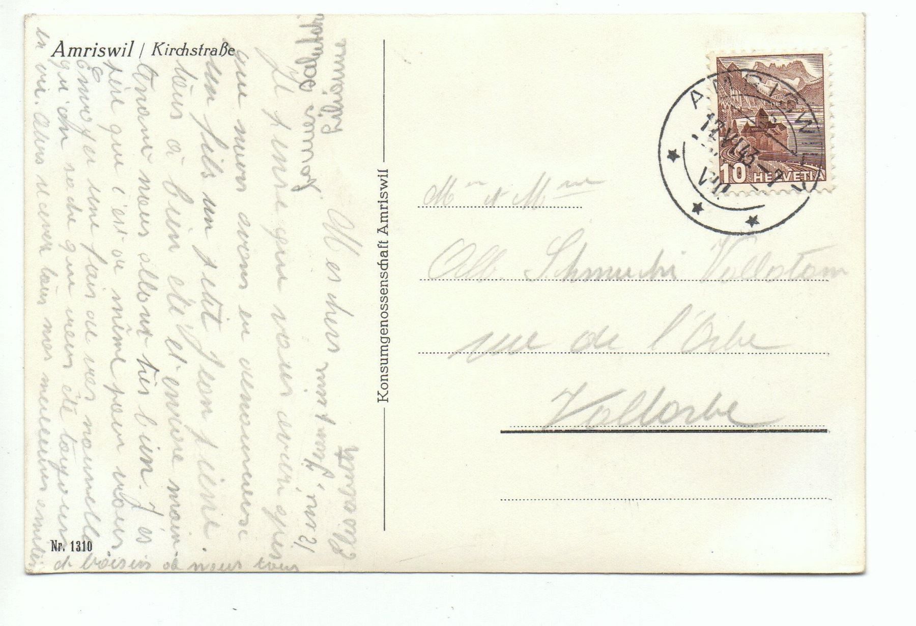 Cartoline postali: AMRISWIL Kirchstrasse – Usato da Jona venduto da philajona 1