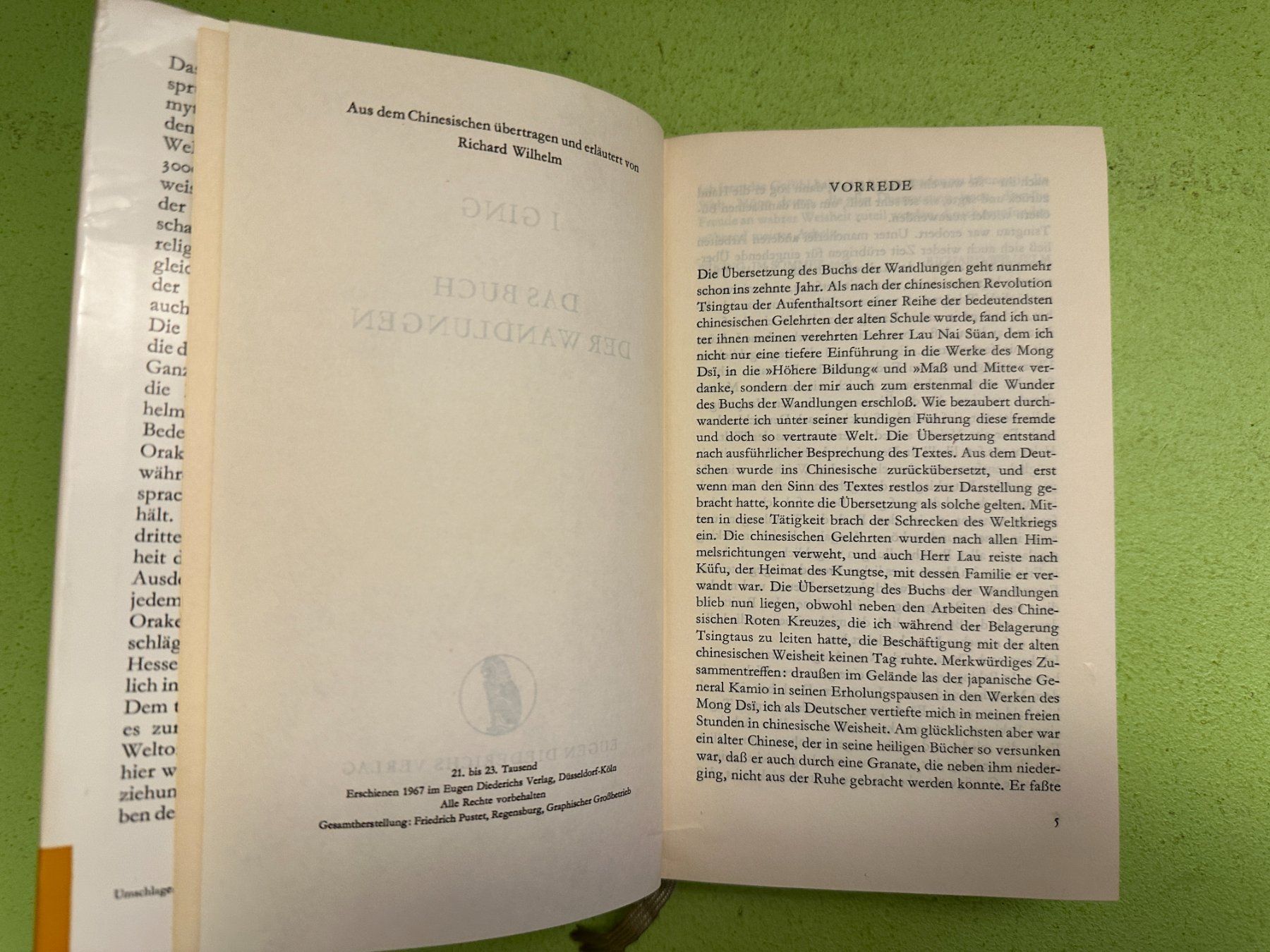Libri: I Ging. Das Buch der Wandlungen. – Usato da Zürich venduto da allp 3