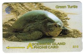 Telefonkarte Ascension ASC-M258A, Green Turtle Schildkröte