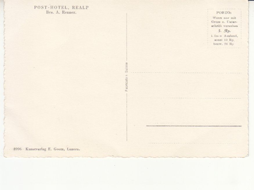 Cartoline postali: Realp ca. 1940 – Usato da Bürglen TG venduto da StampGraf 1