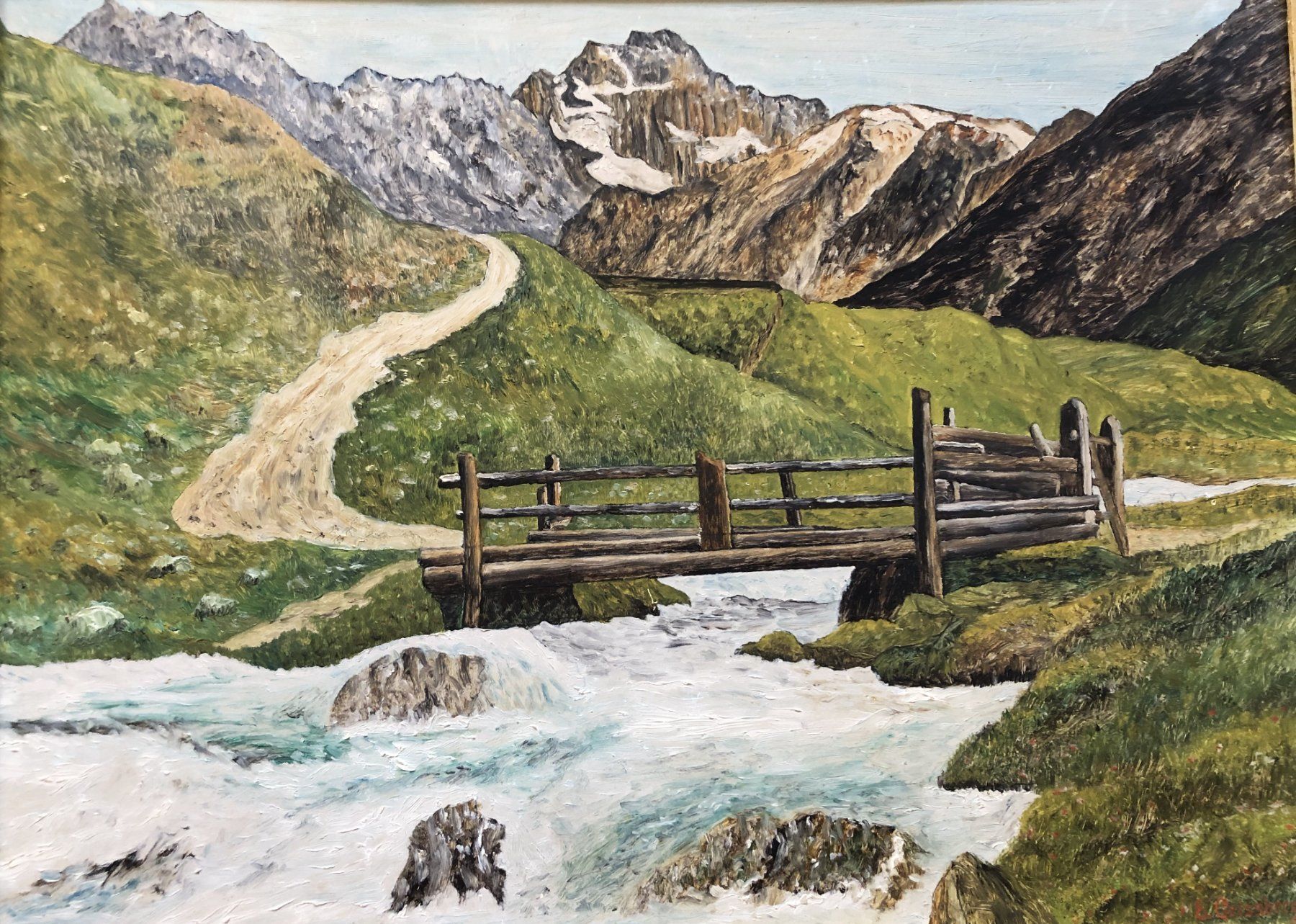 Dipinti: Gemälde - Bergpanorama - Öl auf Platte - E.Geissberger – Usato da Schaffhausen venduto da durruti 1