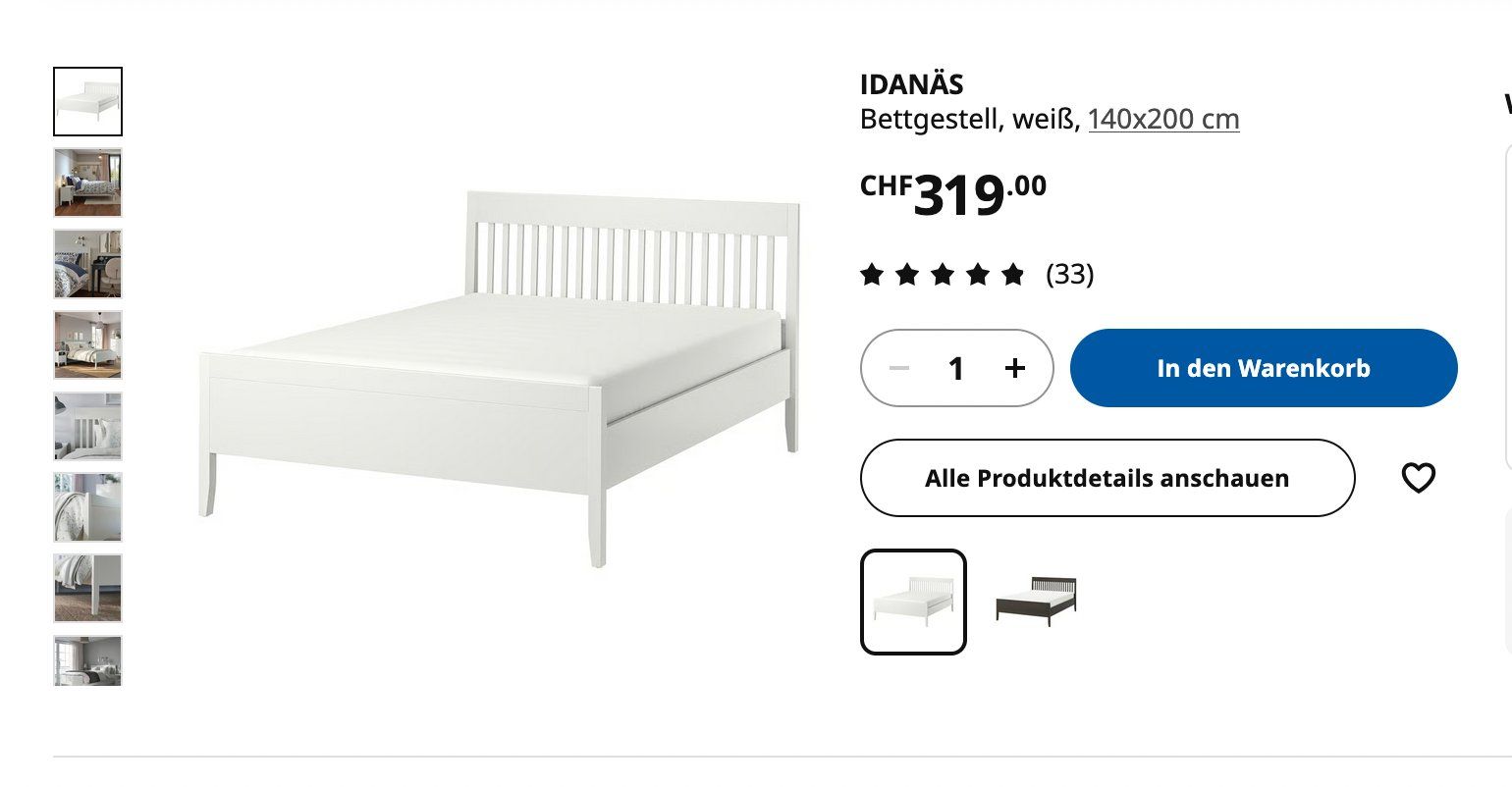Ikea Betten: IKEA Bettrahmen Idanäs 140 cm – Gebraucht aus Zürich von Annalotta33 6